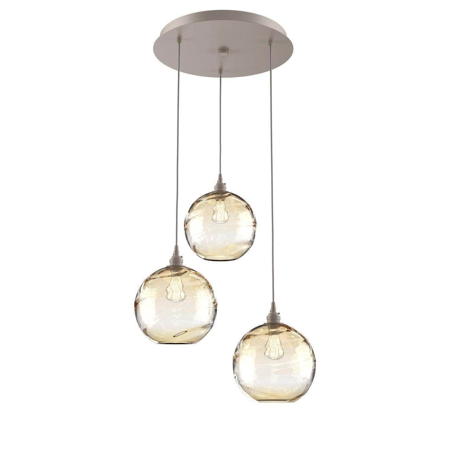 Hammerton Studio - CHB0047-03-BS-OA-C01-E2 - Three Light Pendant - Optic Blown Glass - Beige Silver