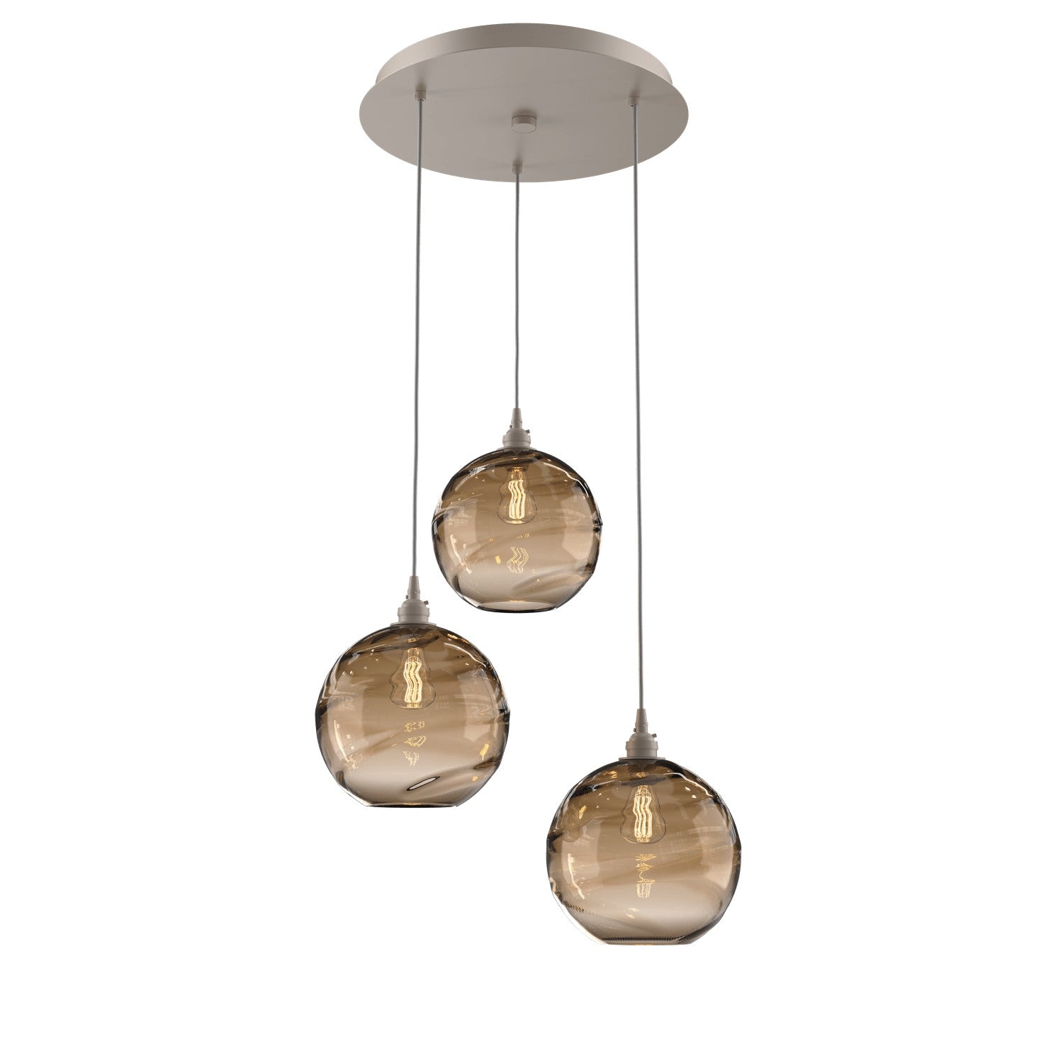 Hammerton Studio - CHB0047-03-BS-OB-C01-E2 - Three Light Pendant - Optic Blown Glass - Beige Silver