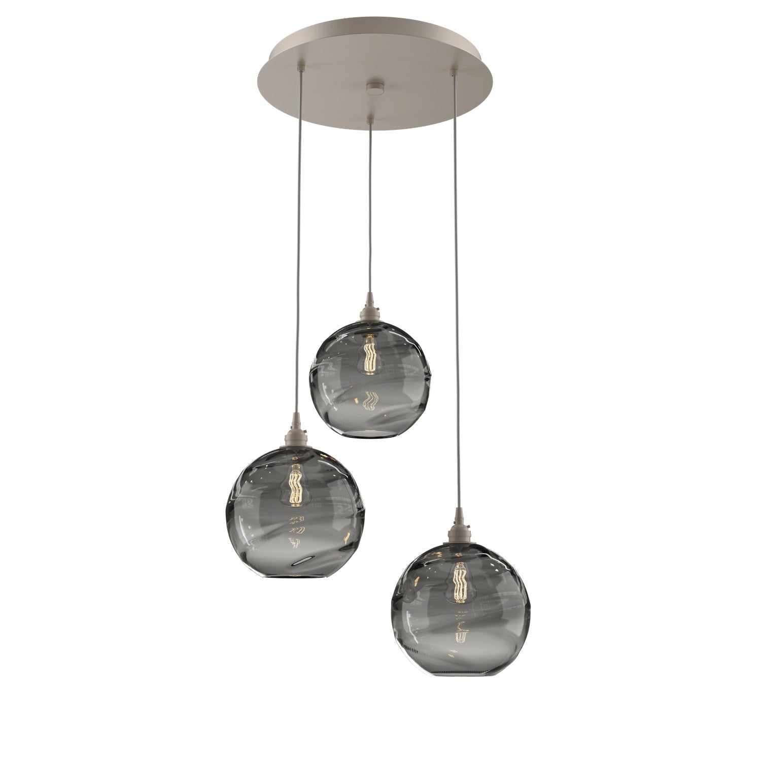 Hammerton Studio - CHB0047-03-BS-OS-C01-E2 - Three Light Pendant - Optic Blown Glass - Beige Silver