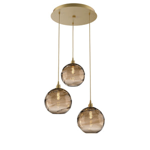 Hammerton Studio - CHB0047-03-GB-OB-C01-E2 - Three Light Pendant - Optic Blown Glass - Gilded Brass