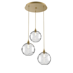 Hammerton Studio - CHB0047-03-GB-OC-C01-E2 - Three Light Pendant - Optic Blown Glass - Gilded Brass