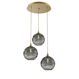 Hammerton Studio - CHB0047-03-GB-OS-C01-E2 - Three Light Pendant - Optic Blown Glass - Gilded Brass