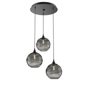 Hammerton Studio - CHB0047-03-MB-OS-C01-E2 - Three Light Pendant - Optic Blown Glass - Matte Black