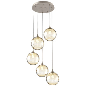 Hammerton Studio - CHB0047-05-BS-OA-C01-E2 - Five Light Pendant - Optic Blown Glass - Beige Silver