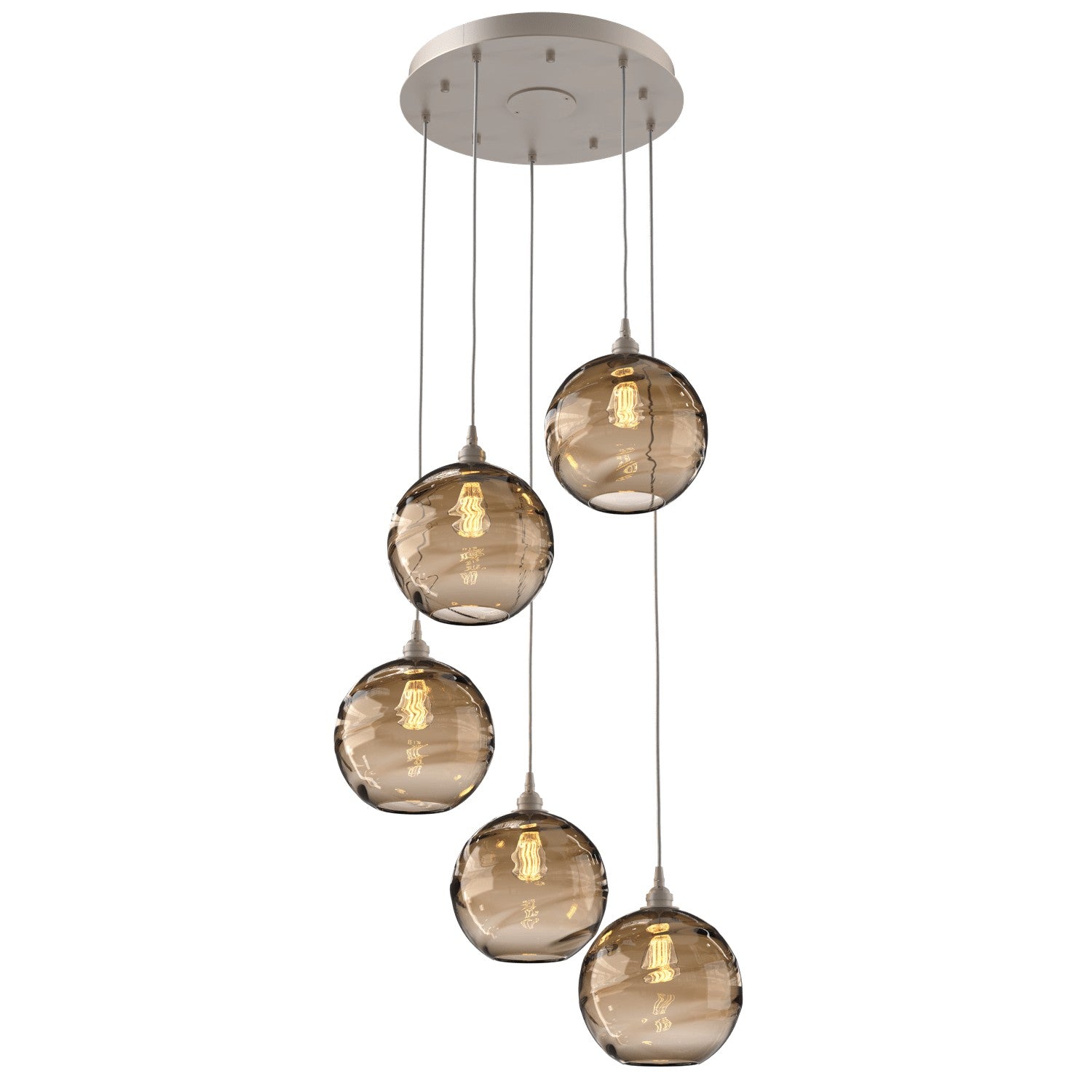 Hammerton Studio - CHB0047-05-BS-OB-C01-E2 - Five Light Pendant - Optic Blown Glass - Beige Silver