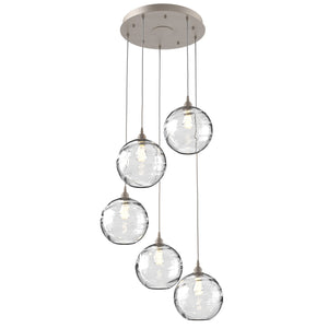 Hammerton Studio - CHB0047-05-BS-OC-C01-E2 - Five Light Pendant - Optic Blown Glass - Beige Silver