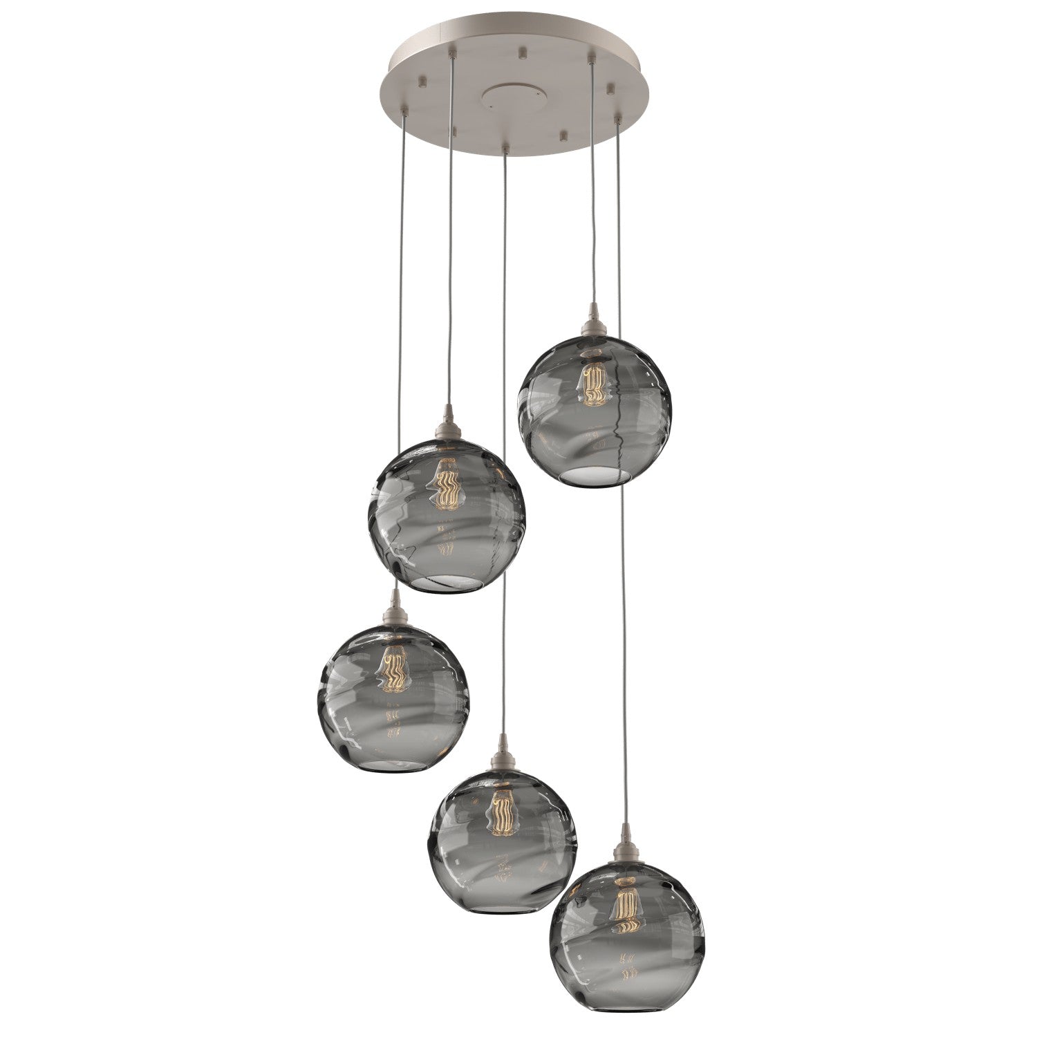 Hammerton Studio - CHB0047-05-BS-OS-C01-E2 - Five Light Pendant - Optic Blown Glass - Beige Silver