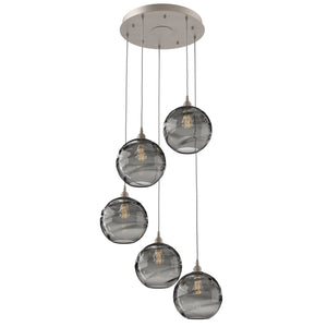 Hammerton Studio - CHB0047-05-BS-OS-C01-E2 - Five Light Pendant - Optic Blown Glass - Beige Silver