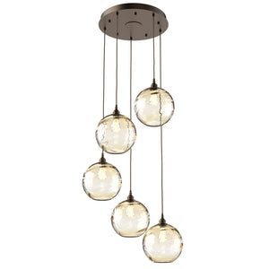 Hammerton Studio - CHB0047-05-FB-OA-C01-E2 - Five Light Pendant - Optic Blown Glass - Flat Bronze