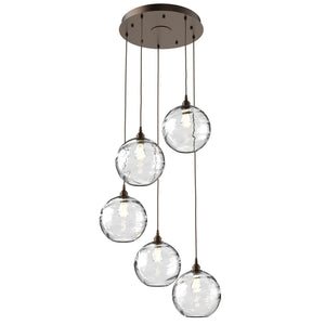 Hammerton Studio - CHB0047-05-FB-OC-C01-E2 - Five Light Pendant - Optic Blown Glass - Flat Bronze