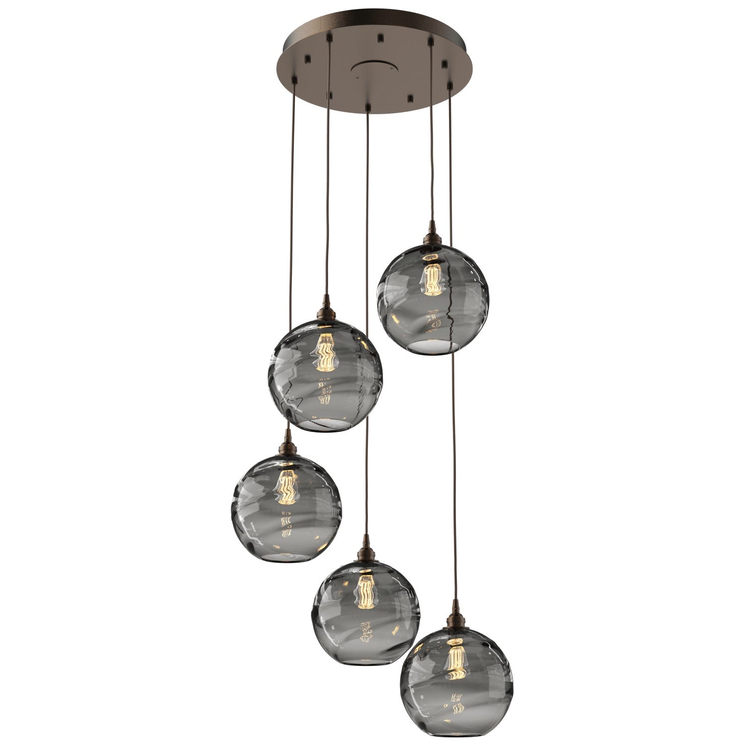 Hammerton Studio - CHB0047-05-FB-OS-C01-E2 - Five Light Pendant - Optic Blown Glass - Flat Bronze