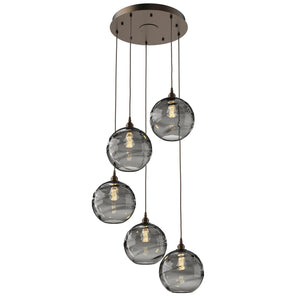 Hammerton Studio - CHB0047-05-FB-OS-C01-E2 - Five Light Pendant - Optic Blown Glass - Flat Bronze