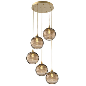 Hammerton Studio - CHB0047-05-GB-OB-C01-E2 - Five Light Pendant - Optic Blown Glass - Gilded Brass