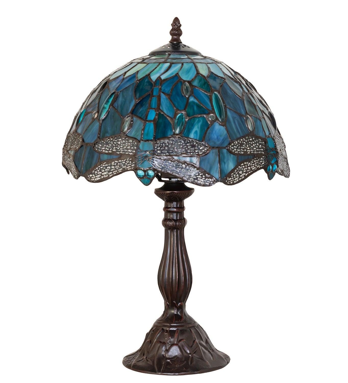 Meyda Tiffany - 267038 - One Light Table Lamp - Tiffany Hanginghead Dragonfly - Mahogany Bronze