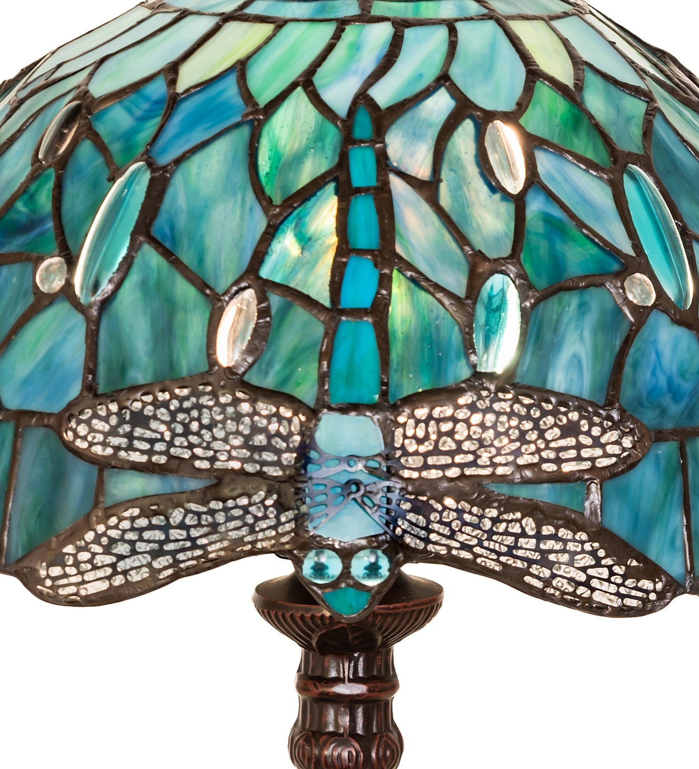 Meyda Tiffany - 267038 - One Light Table Lamp - Tiffany Hanginghead Dragonfly - Mahogany Bronze