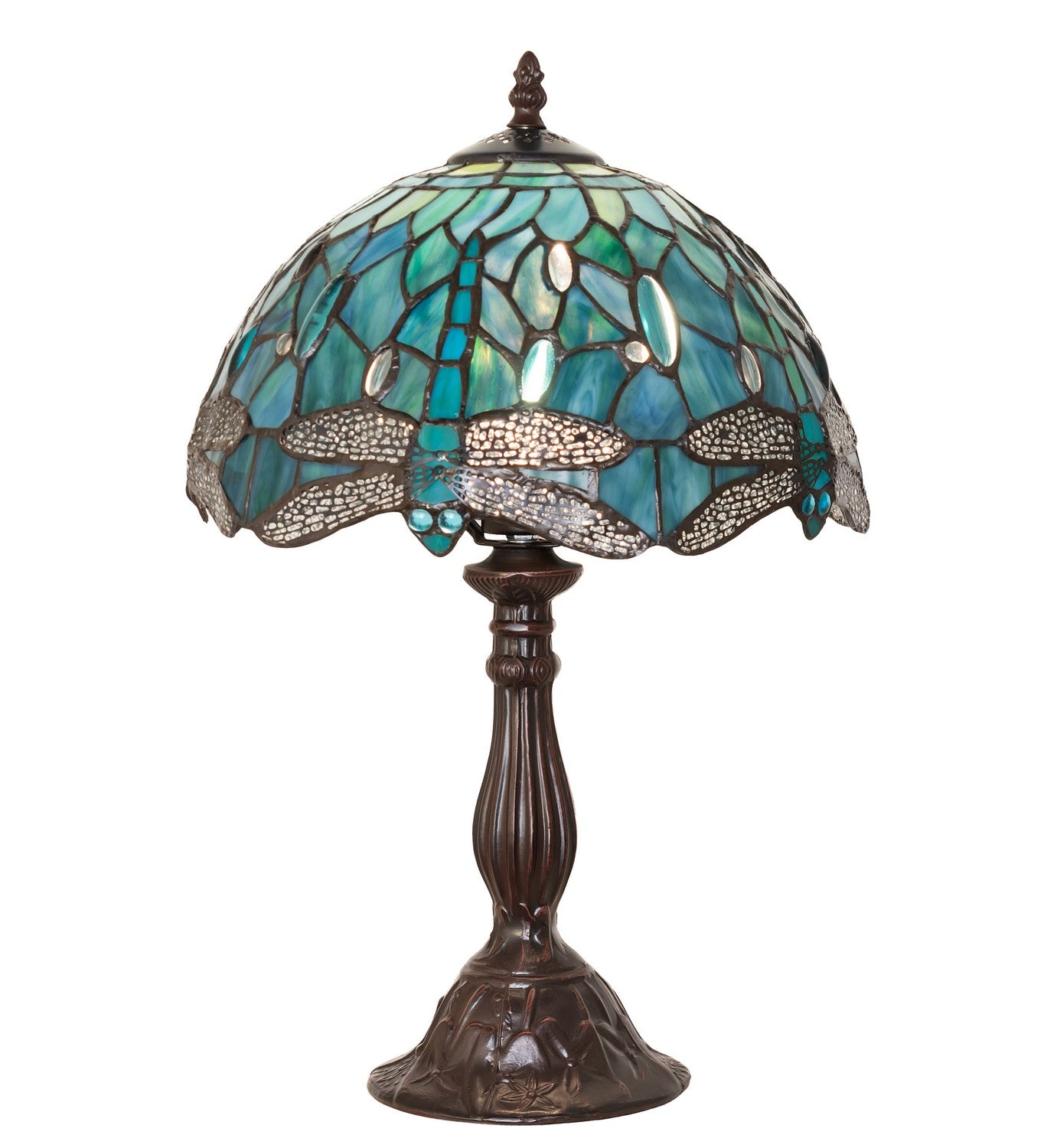 Meyda Tiffany - 267038 - One Light Table Lamp - Tiffany Hanginghead Dragonfly - Mahogany Bronze