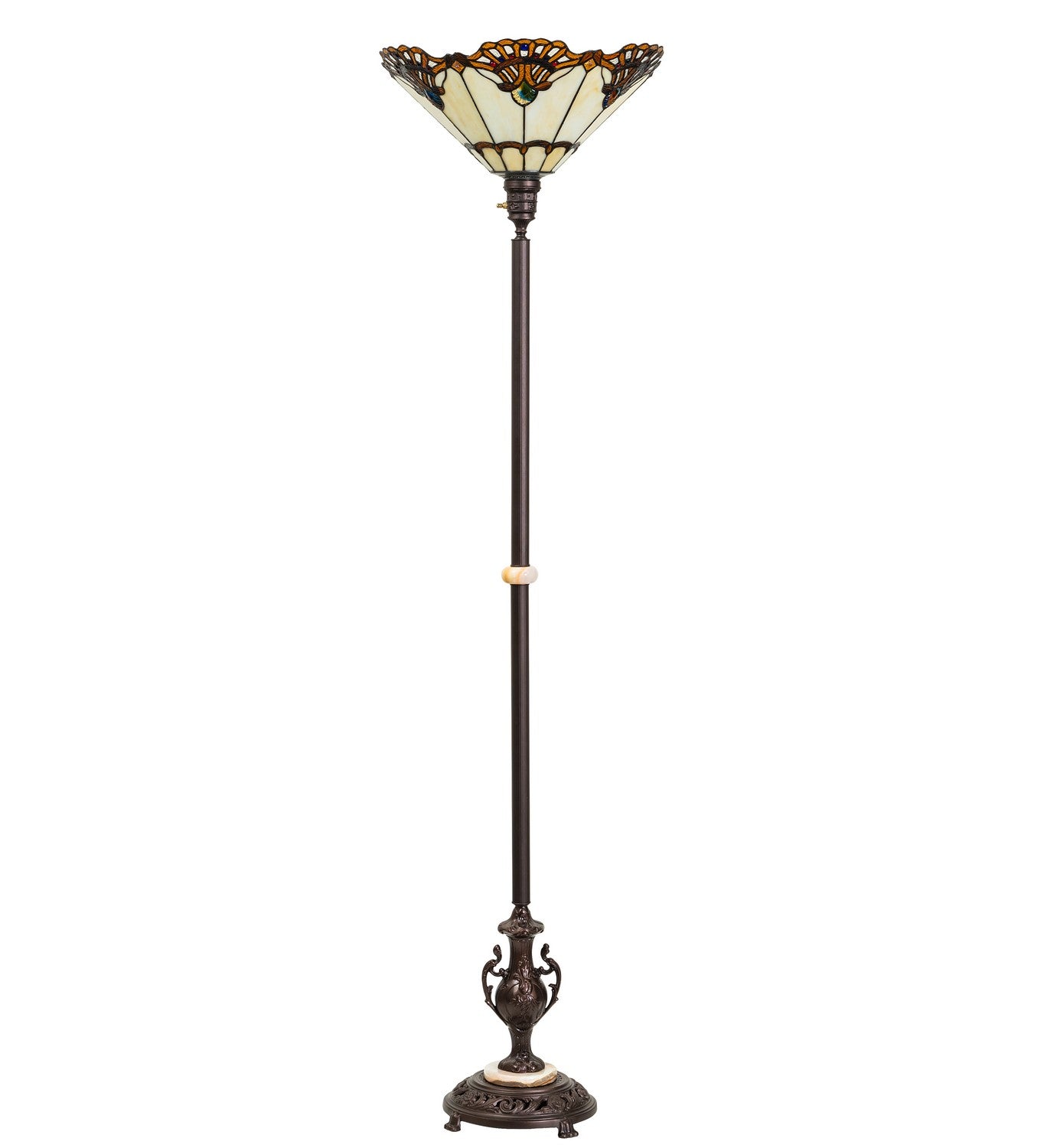 Meyda Tiffany - 271651 - One Light Torchiere - Shell With Jewels - Mahogany Bronze