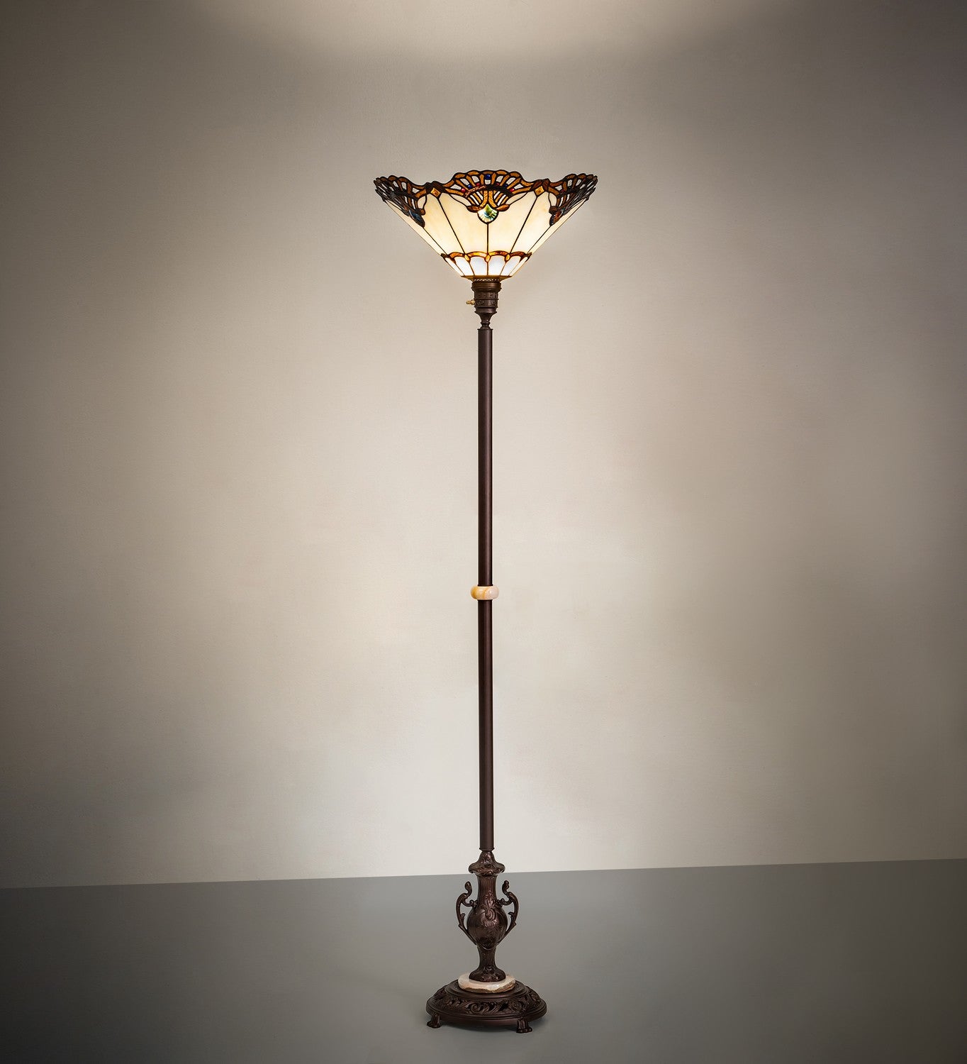 Meyda Tiffany - 271651 - One Light Torchiere - Shell With Jewels - Mahogany Bronze