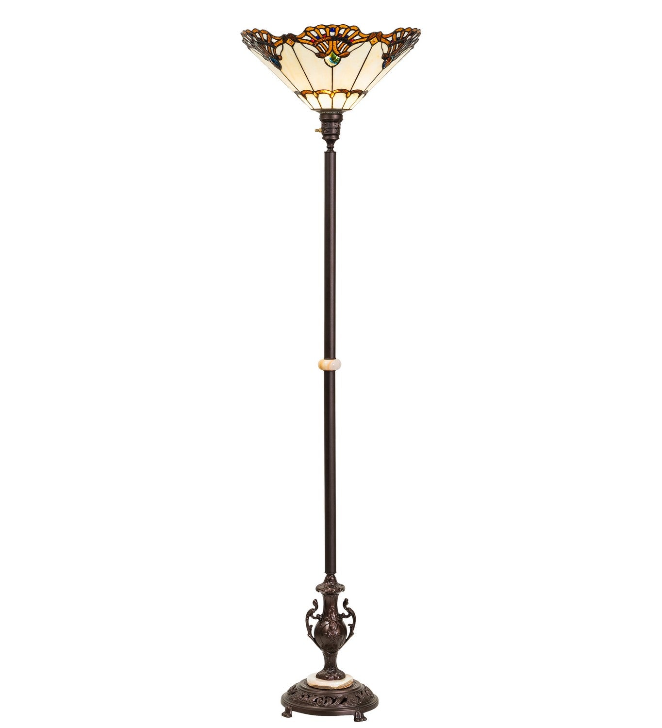 Meyda Tiffany - 271651 - One Light Torchiere - Shell With Jewels - Mahogany Bronze