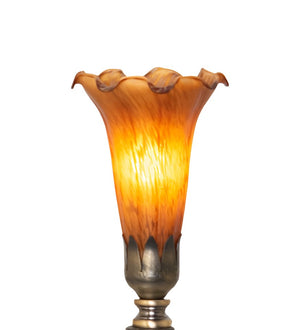 Meyda Tiffany - 273016 - One Light Mini Lamp - Amber Pond Lily - Antique Brass