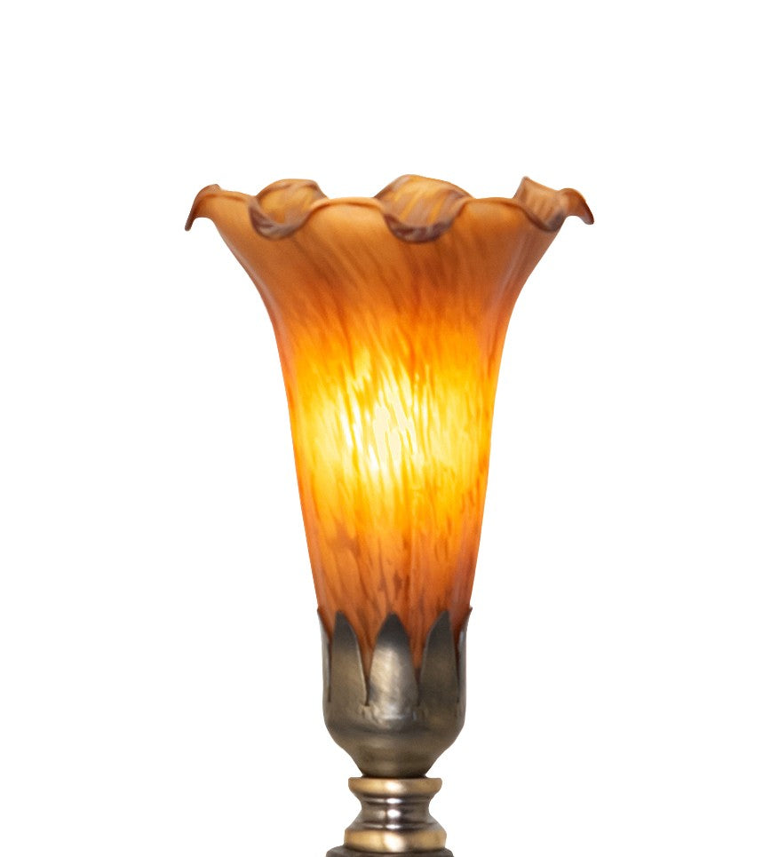 Meyda Tiffany - 273016 - One Light Mini Lamp - Amber Pond Lily - Antique Brass