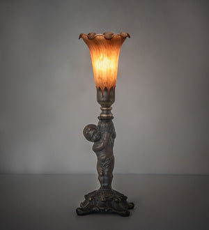 Meyda Tiffany - 273016 - One Light Mini Lamp - Amber Pond Lily - Antique Brass