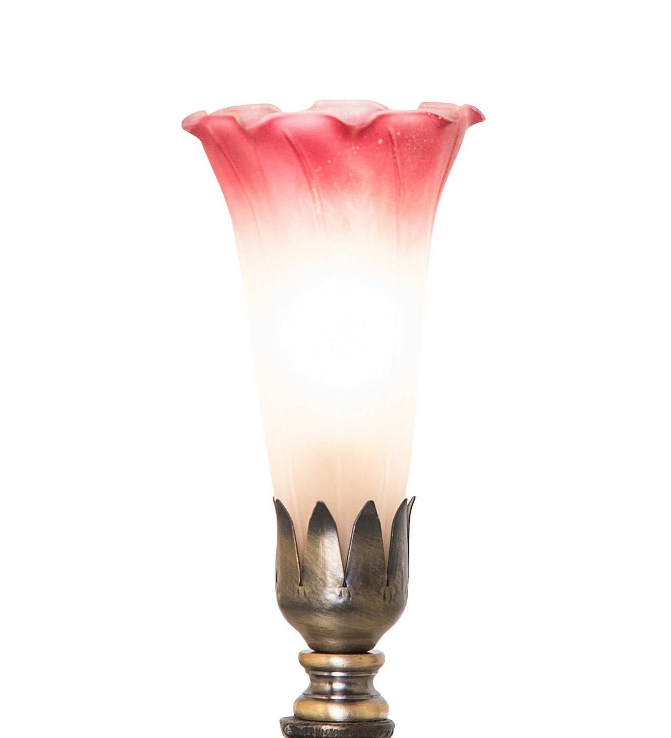 Meyda Tiffany - 273017 - One Light Mini Lamp - Pink/White Tiffany Pond Lily - Antique Brass