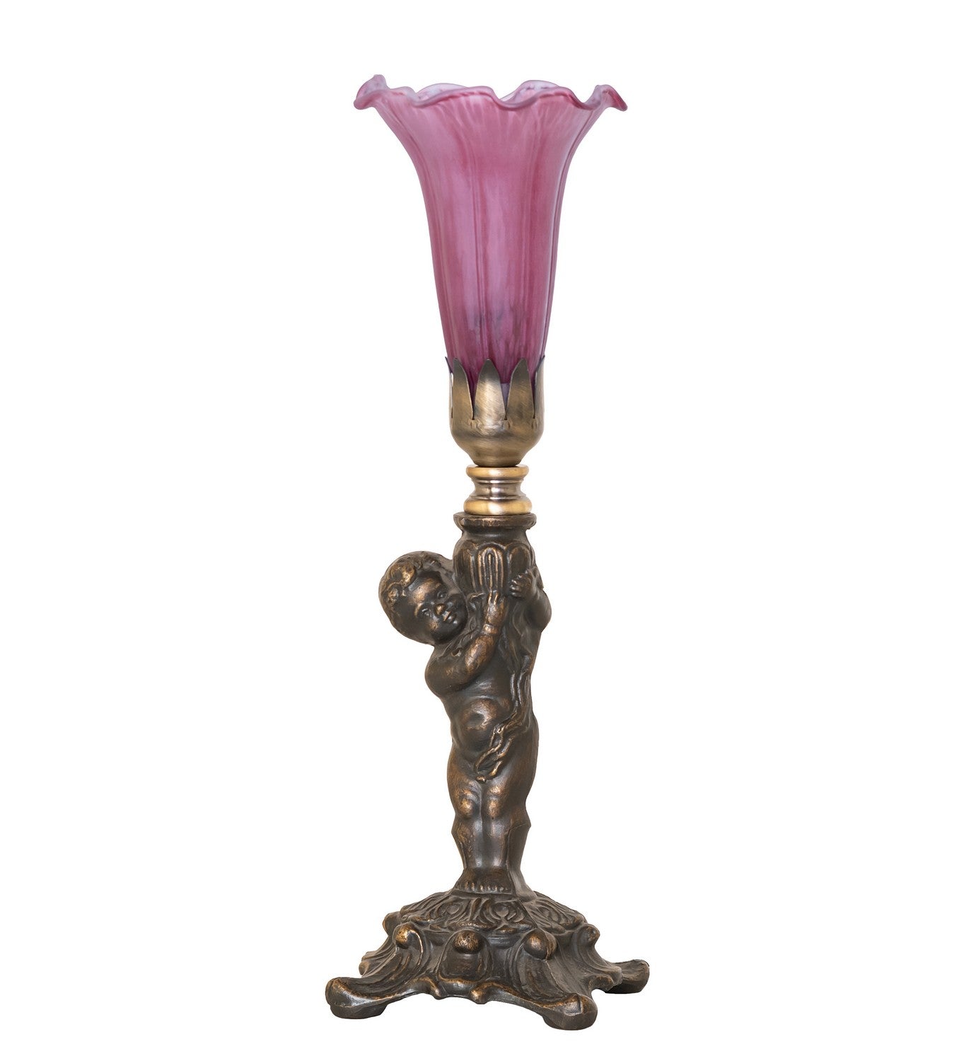 Meyda Tiffany - 273021 - One Light Mini Lamp - Lavender Tiffany Pond Lily - Antique Brass