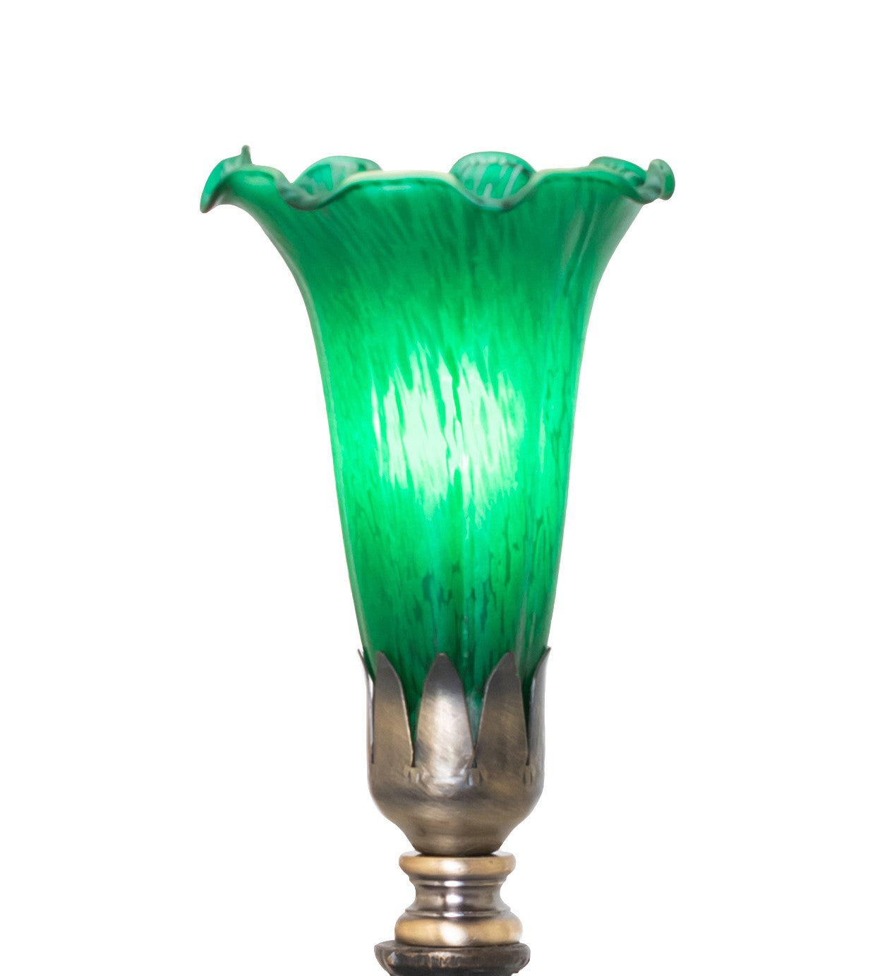 Meyda Tiffany - 273022 - One Light Mini Lamp - Green Tiffany Pond Lily - Antique Brass