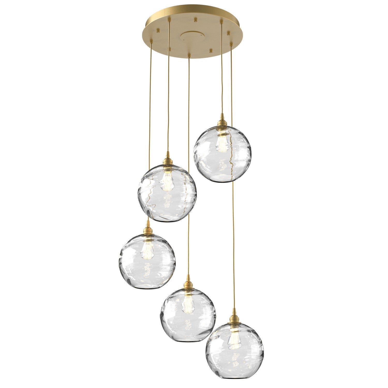 Hammerton Studio - CHB0047-05-GB-OC-C01-E2 - Five Light Pendant - Optic Blown Glass - Gilded Brass