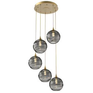 Hammerton Studio - CHB0047-05-GB-OS-C01-E2 - Five Light Pendant - Optic Blown Glass - Gilded Brass