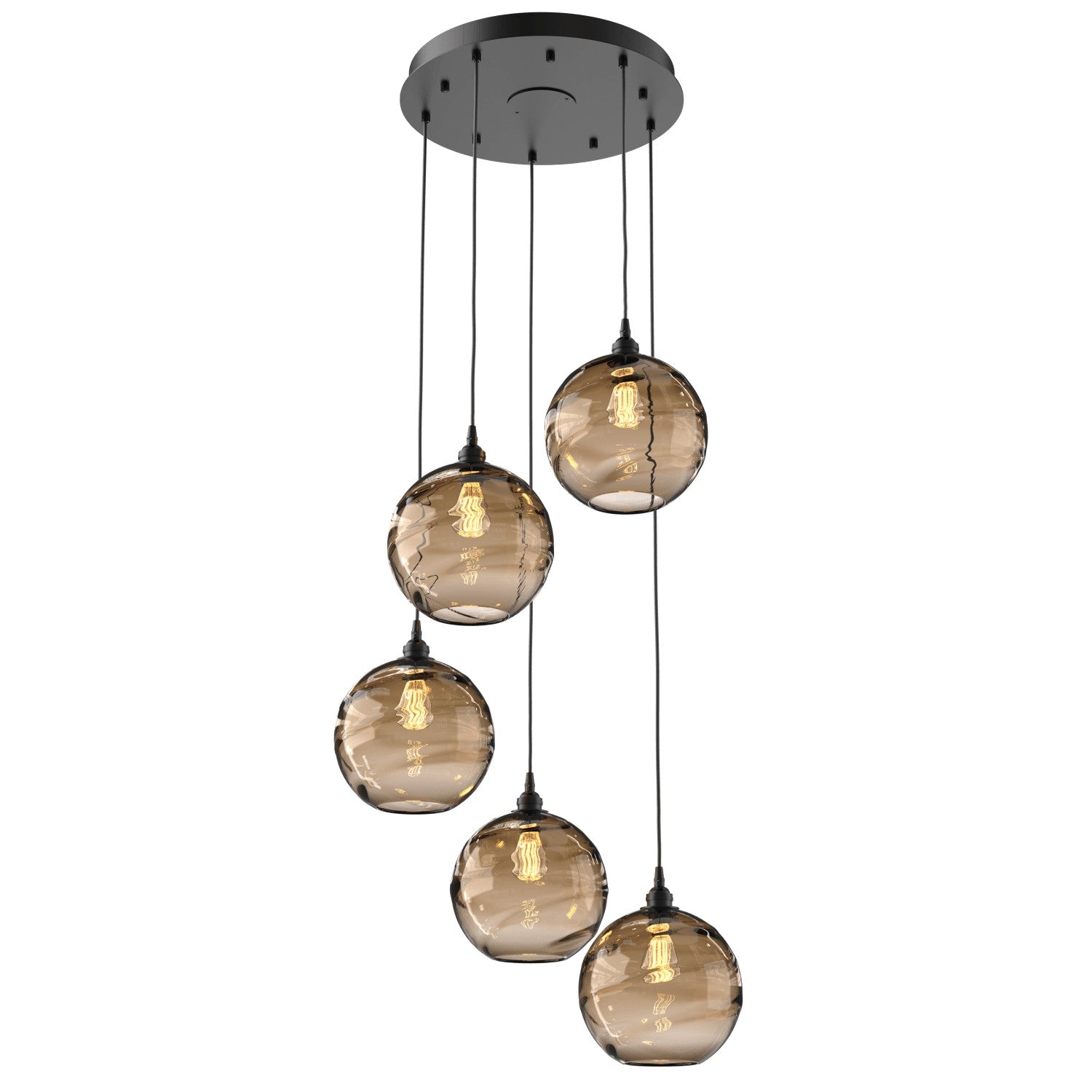 Hammerton Studio - CHB0047-05-MB-OB-C01-E2 - Five Light Pendant - Optic Blown Glass - Matte Black