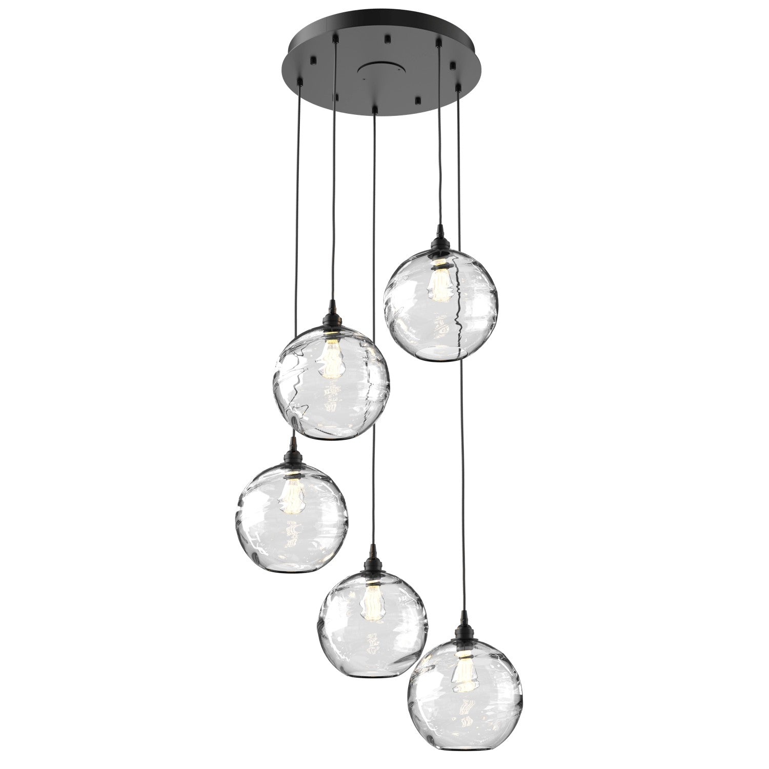 Hammerton Studio - CHB0047-05-MB-OC-C01-E2 - Five Light Pendant - Optic Blown Glass - Matte Black