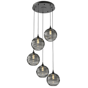 Hammerton Studio - CHB0047-05-MB-OS-C01-E2 - Five Light Pendant - Optic Blown Glass - Matte Black