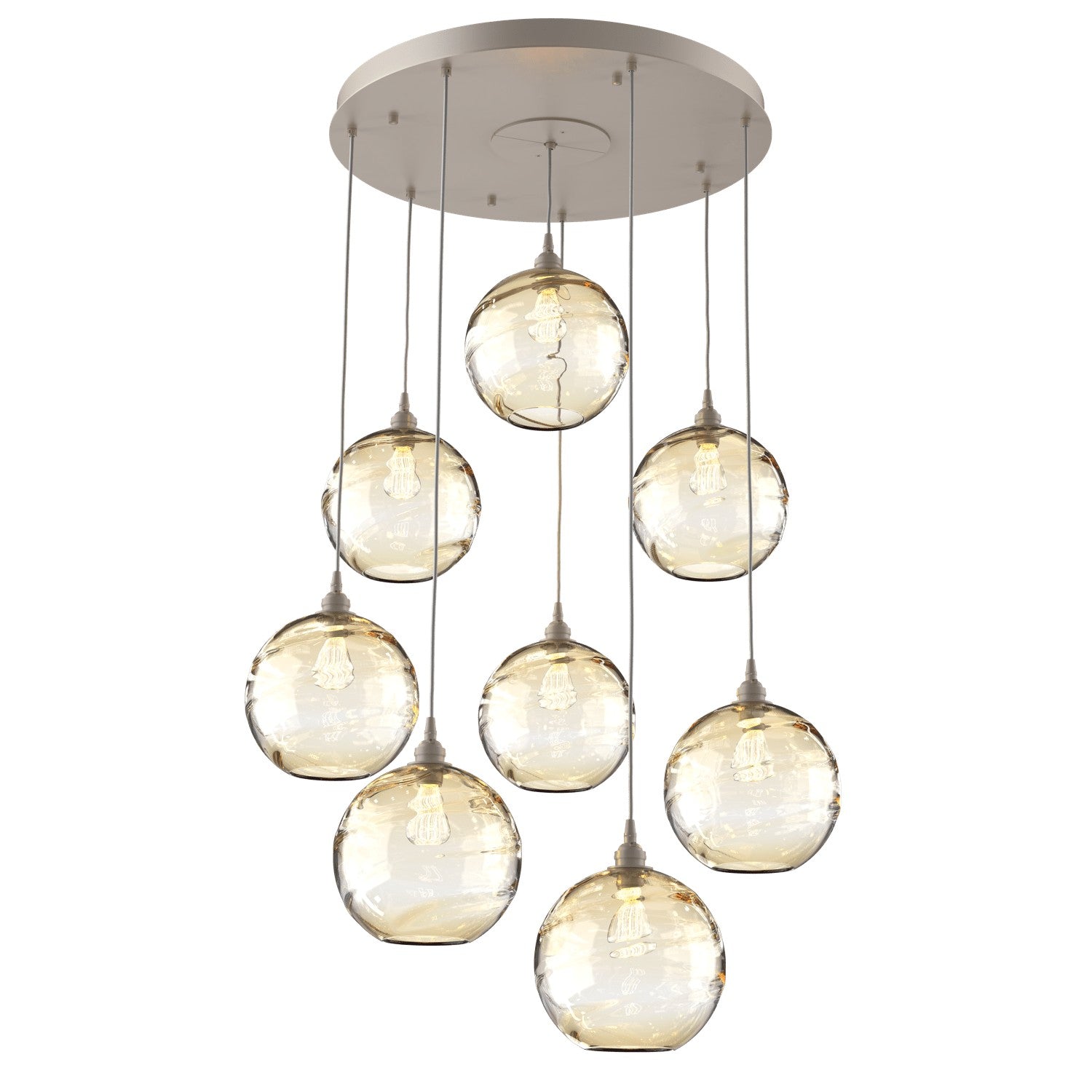 Hammerton Studio - CHB0047-08-BS-OA-C01-E2 - Eight Light Pendant - Optic Blown Glass - Beige Silver