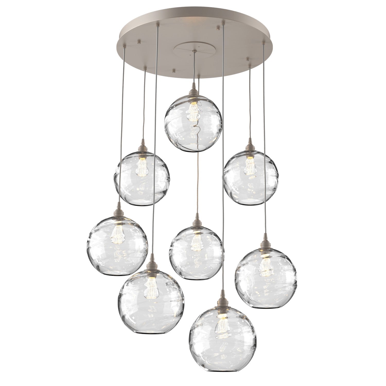 Hammerton Studio - CHB0047-08-BS-OC-C01-E2 - Eight Light Pendant - Optic Blown Glass - Beige Silver