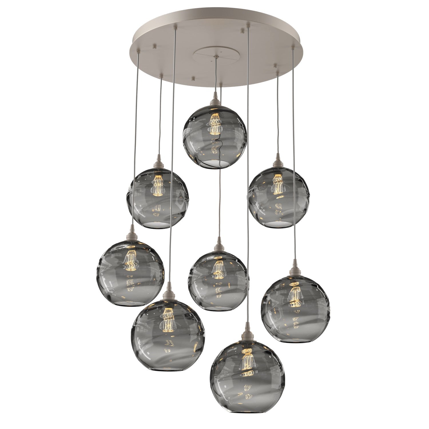 Hammerton Studio - CHB0047-08-BS-OS-C01-E2 - Eight Light Pendant - Optic Blown Glass - Beige Silver