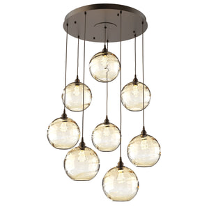 Hammerton Studio - CHB0047-08-FB-OA-C01-E2 - Eight Light Pendant - Optic Blown Glass - Flat Bronze