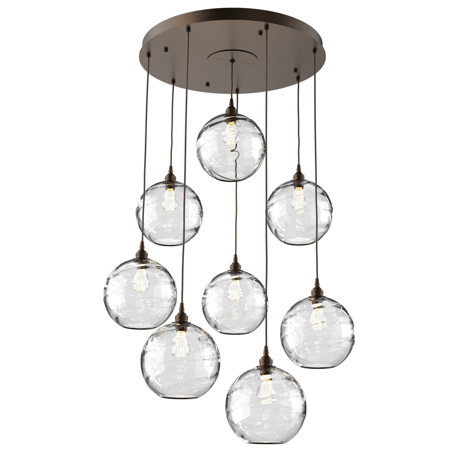 Hammerton Studio - CHB0047-08-FB-OC-C01-E2 - Eight Light Pendant - Optic Blown Glass - Flat Bronze