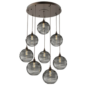 Hammerton Studio - CHB0047-08-FB-OS-C01-E2 - Eight Light Pendant - Optic Blown Glass - Flat Bronze