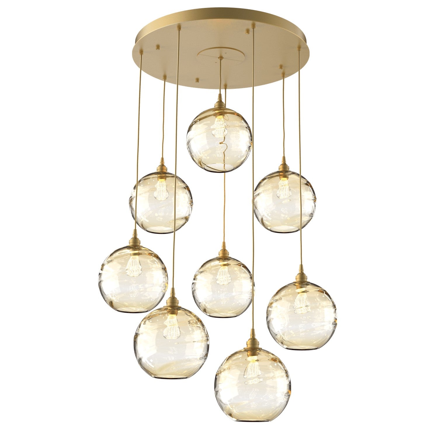 Hammerton Studio - CHB0047-08-GB-OA-C01-E2 - Eight Light Pendant - Optic Blown Glass - Gilded Brass