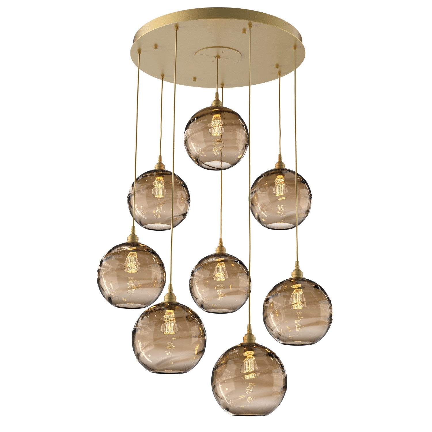 Hammerton Studio - CHB0047-08-GB-OB-C01-E2 - Eight Light Pendant - Optic Blown Glass - Gilded Brass