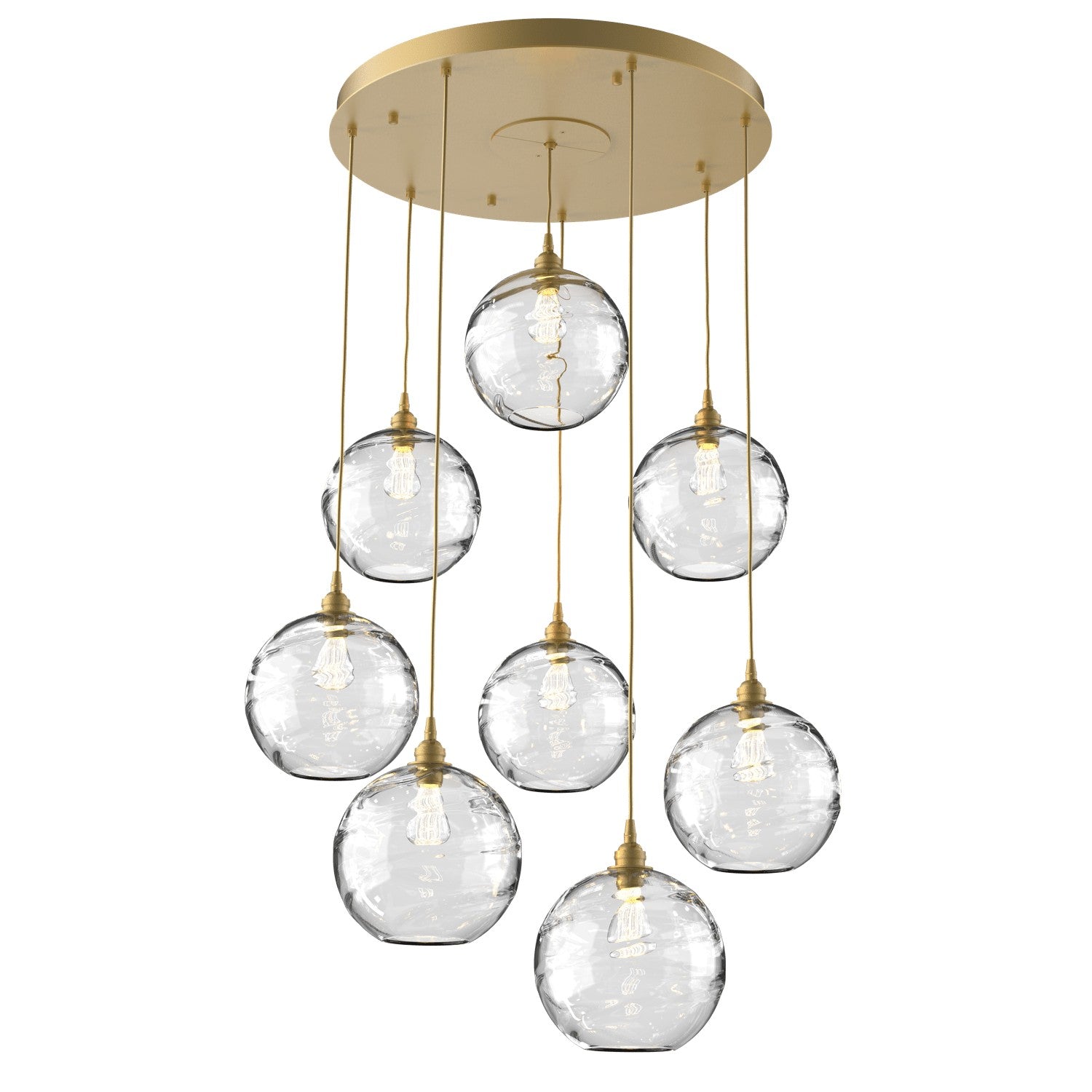 Hammerton Studio - CHB0047-08-GB-OC-C01-E2 - Eight Light Pendant - Optic Blown Glass - Gilded Brass