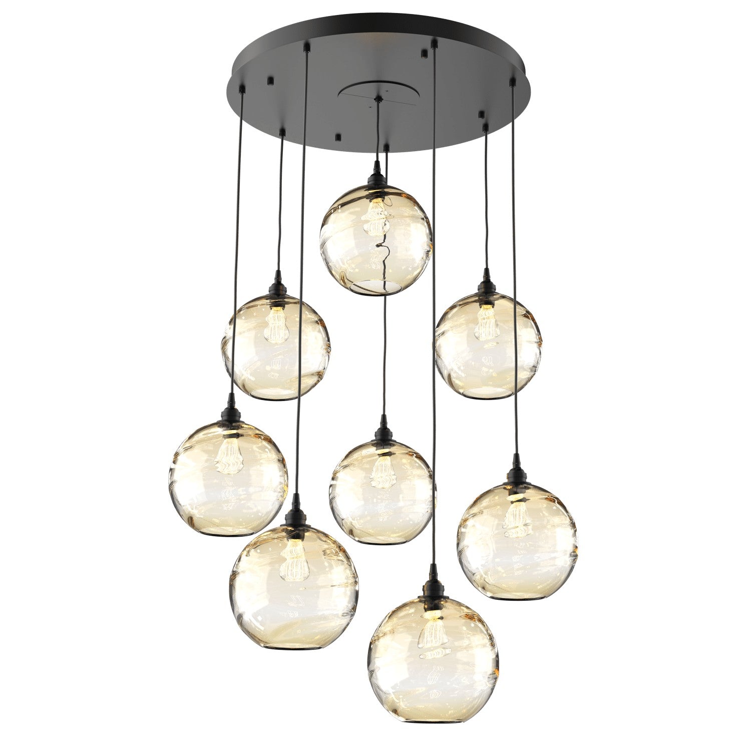 Hammerton Studio - CHB0047-08-MB-OA-C01-E2 - Eight Light Pendant - Optic Blown Glass - Matte Black