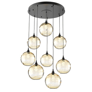 Hammerton Studio - CHB0047-08-MB-OA-C01-E2 - Eight Light Pendant - Optic Blown Glass - Matte Black