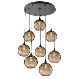 Hammerton Studio - CHB0047-08-MB-OB-C01-E2 - Eight Light Pendant - Optic Blown Glass - Matte Black