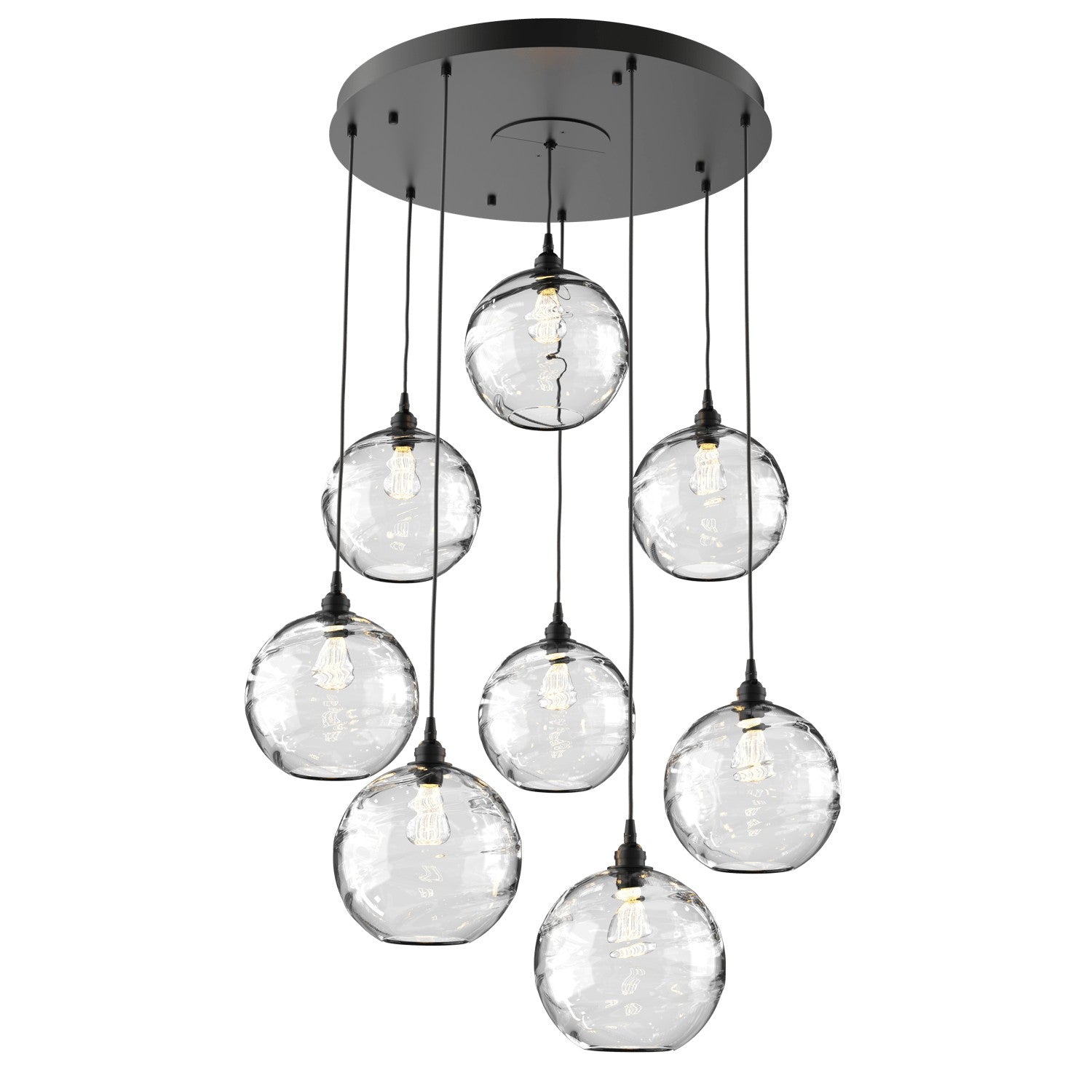 Hammerton Studio - CHB0047-08-MB-OC-C01-E2 - Eight Light Pendant - Optic Blown Glass - Matte Black