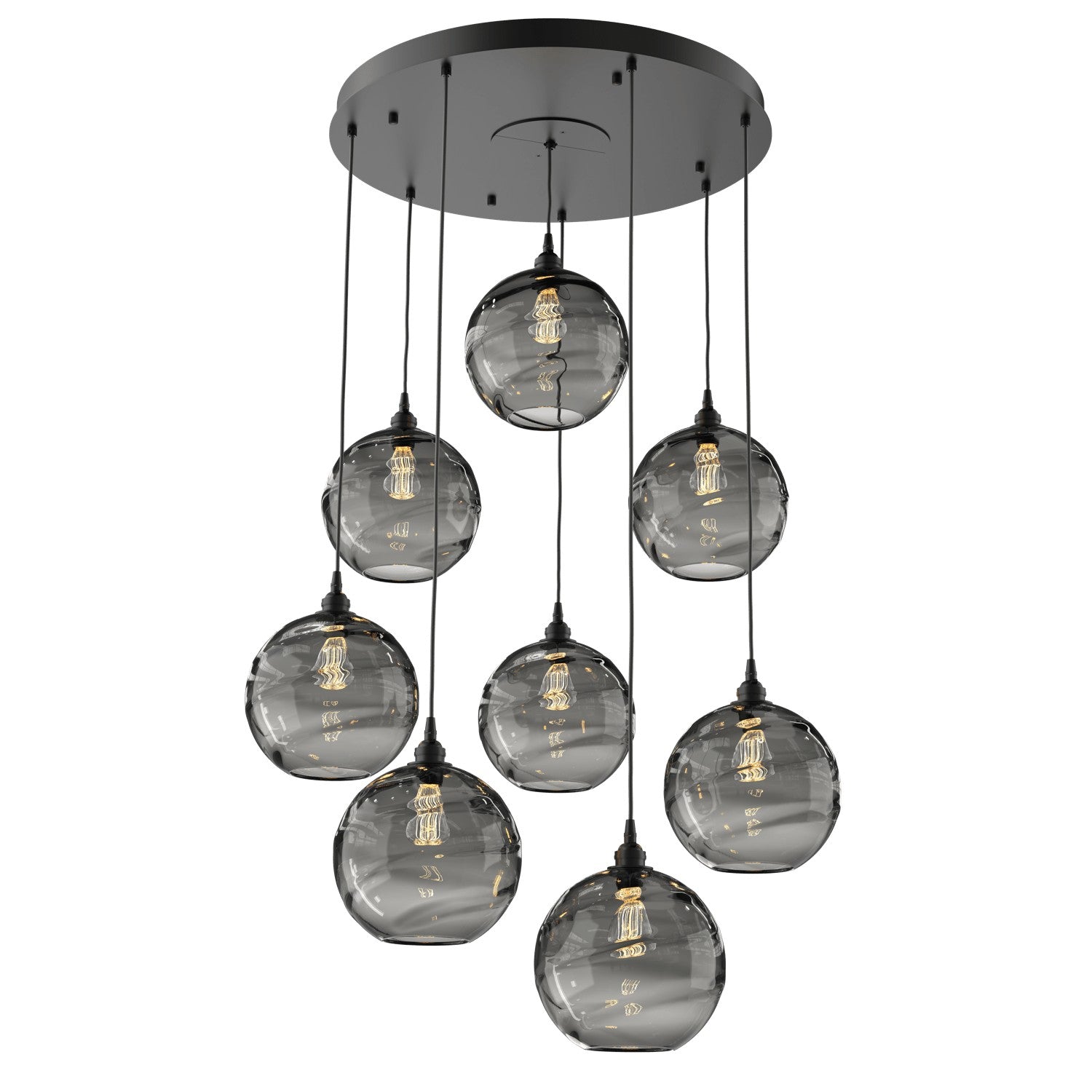 Hammerton Studio - CHB0047-08-MB-OS-C01-E2 - Eight Light Pendant - Optic Blown Glass - Matte Black