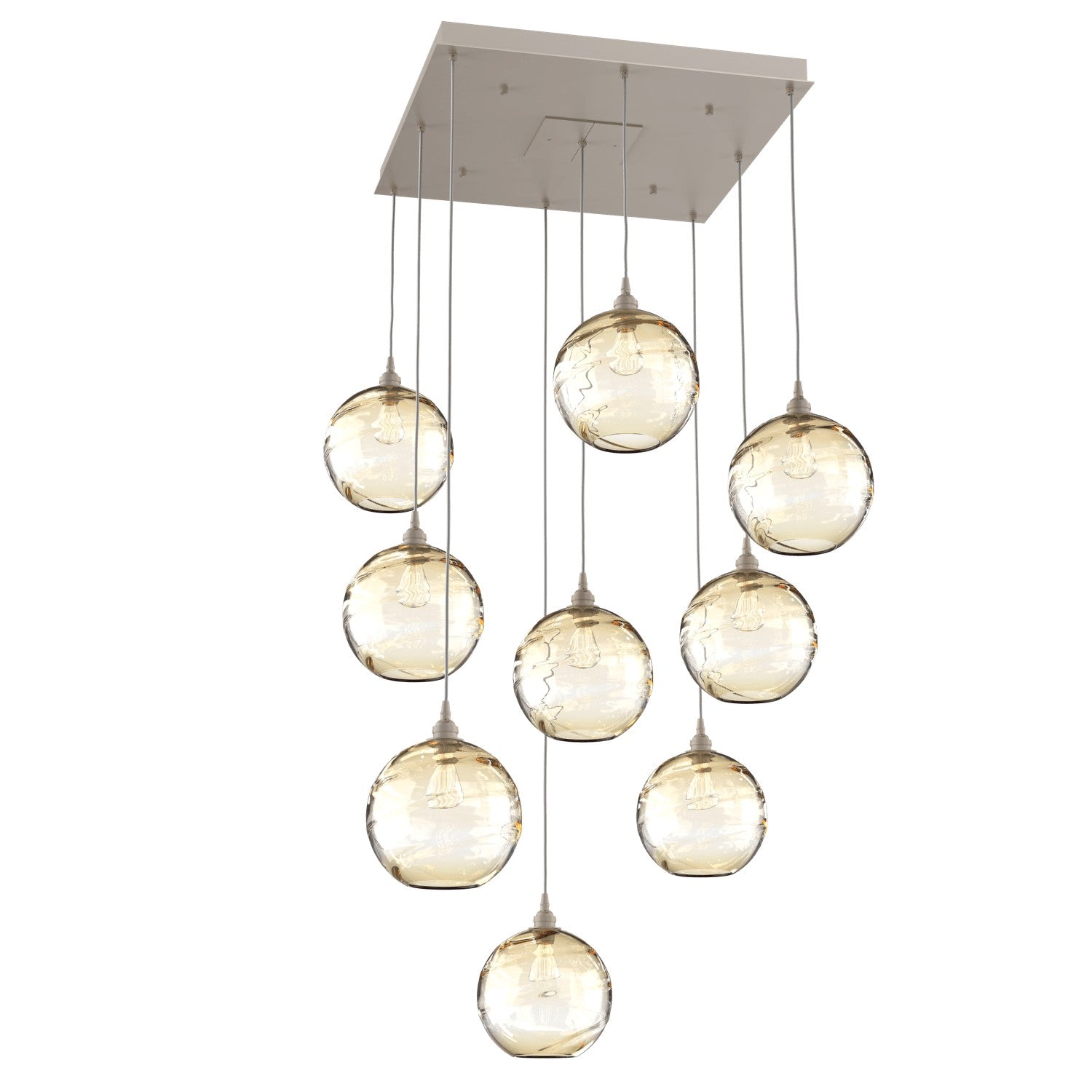 Hammerton Studio - CHB0047-09-BS-OA-C01-E2 - Nine Light Pendant - Optic Blown Glass - Beige Silver