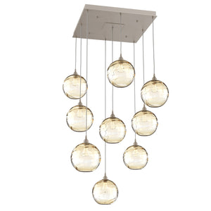 Hammerton Studio - CHB0047-09-BS-OA-C01-E2 - Nine Light Pendant - Optic Blown Glass - Beige Silver